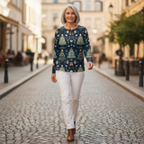 Faye | Navy Christmas Tree Jumper