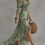 Aurora floral maxi dress with asymmetric hem, view 2