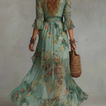 Aurora floral maxi dress with asymmetric hem, view 3