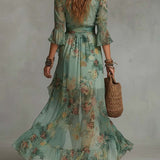 Aurora floral maxi dress with asymmetric hem, view 3