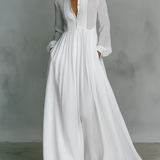 Alisa white linen maxi dress, front view