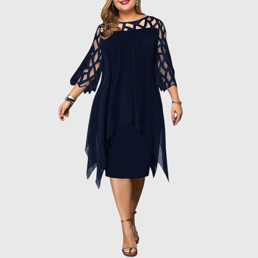 Juliana lace sleeve dress in Deep Blue, view 2