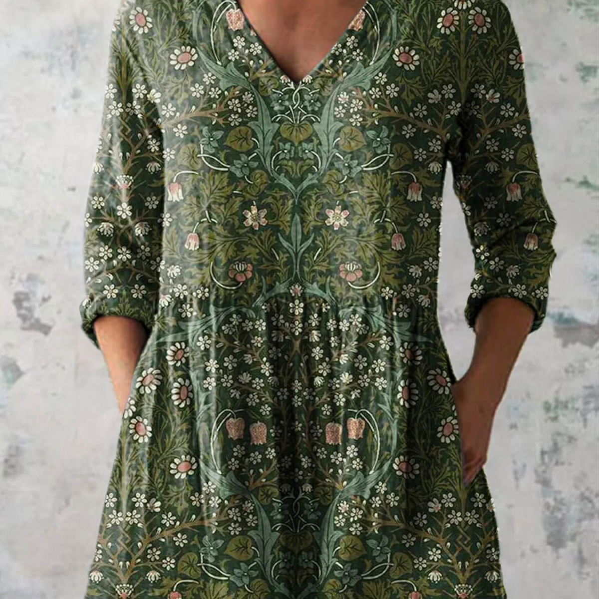 Julie sage print blouse in Green, front view