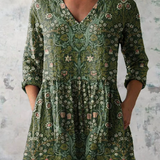 Julie sage print blouse in Green, front view