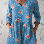 Melanie abstract print blouse in Blue, front view