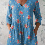 Melanie abstract print blouse in Blue, front view