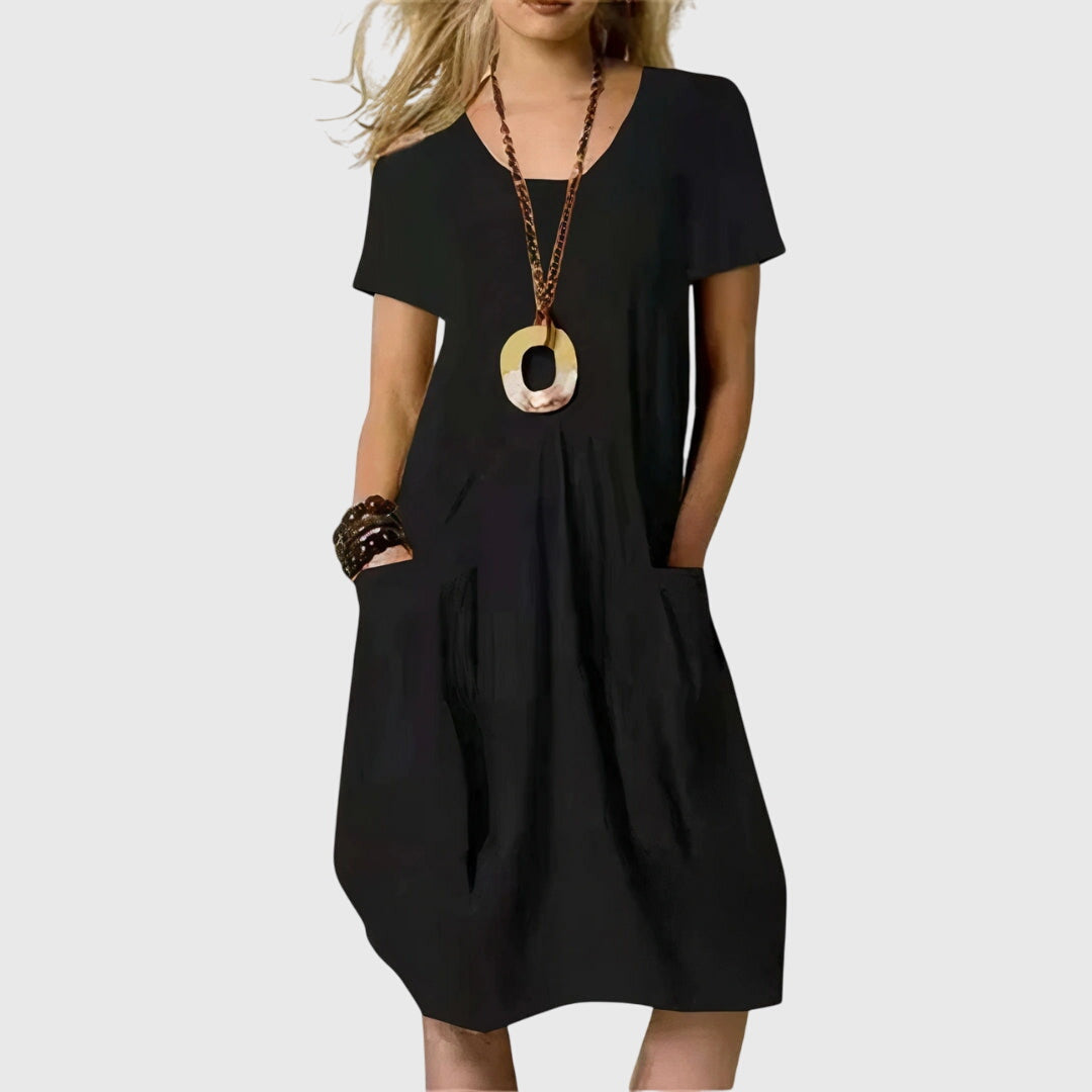 Naomi casual A line dress in Black, view 2