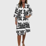 Daisy Elegant Spring Dress in White/Black, view 4