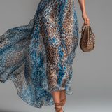 Selvaggia leopard print off shoulder maxi dress, view 5