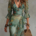 Aurora floral maxi dress with asymmetric hem, view 5