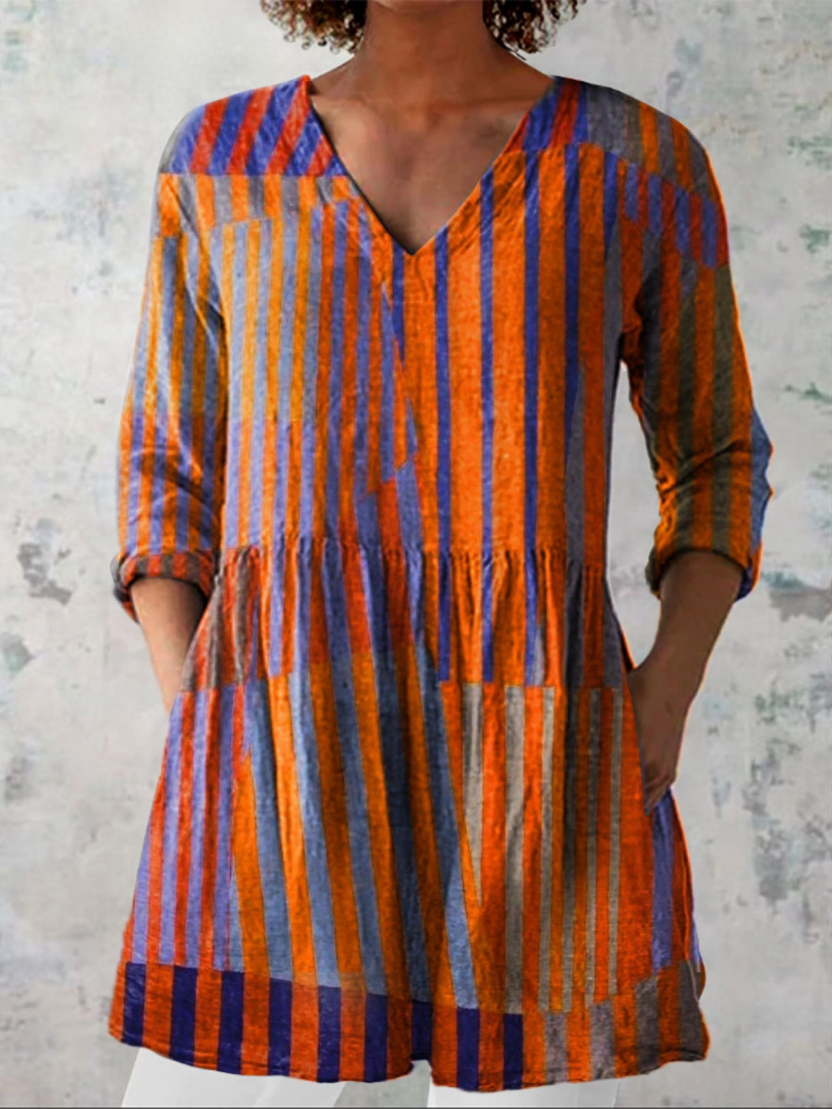 Nadia warm tone blouse in Orange, front view
