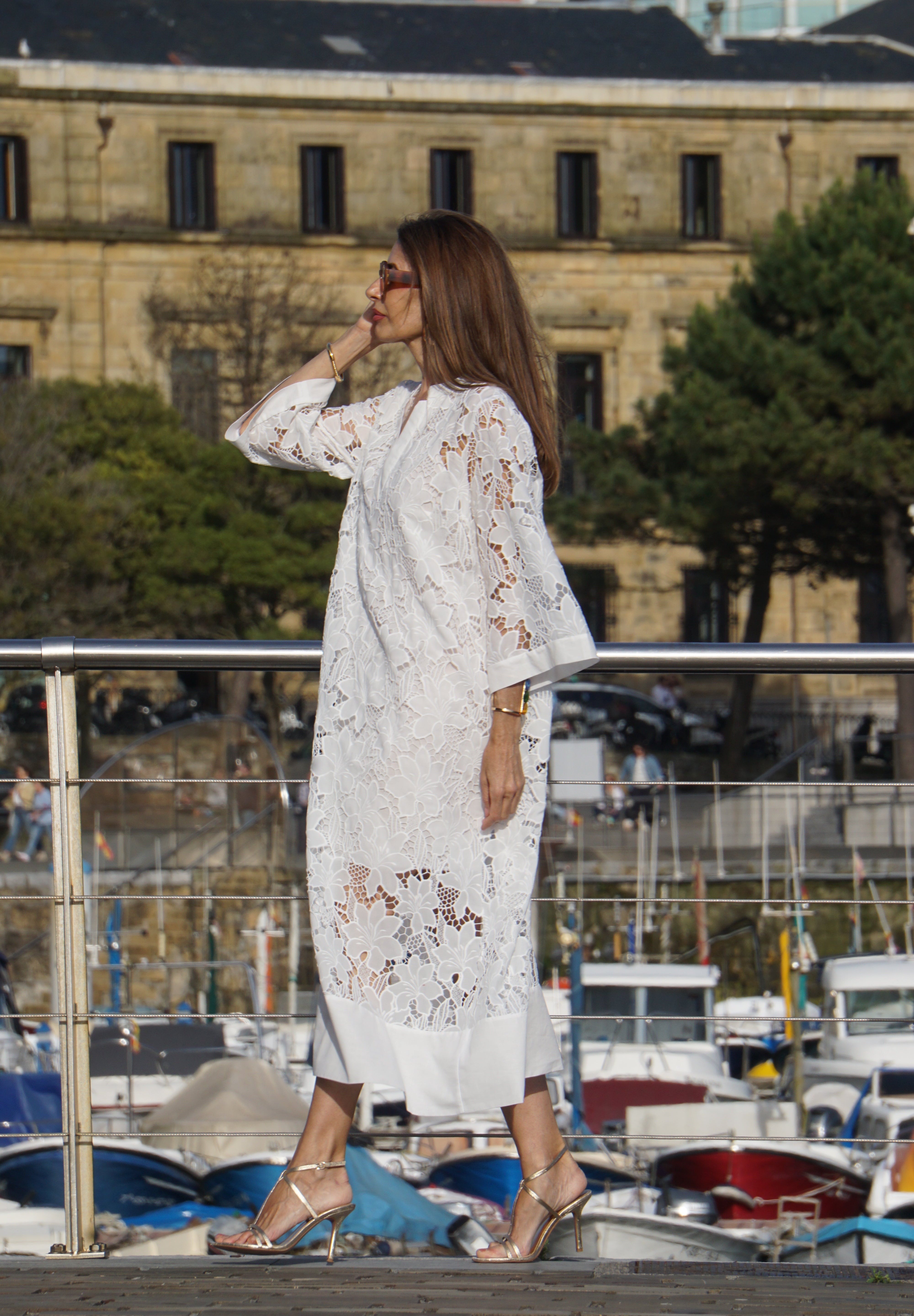Luana white lace summer dress, view 7