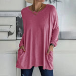 Moira relaxed long sleeve top in Rose Red, view 3