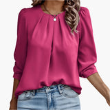 Naomi pleated puff sleeve blouse in Pink, view 4