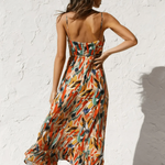 Chiara Painterly Print Midi Dress, view 3