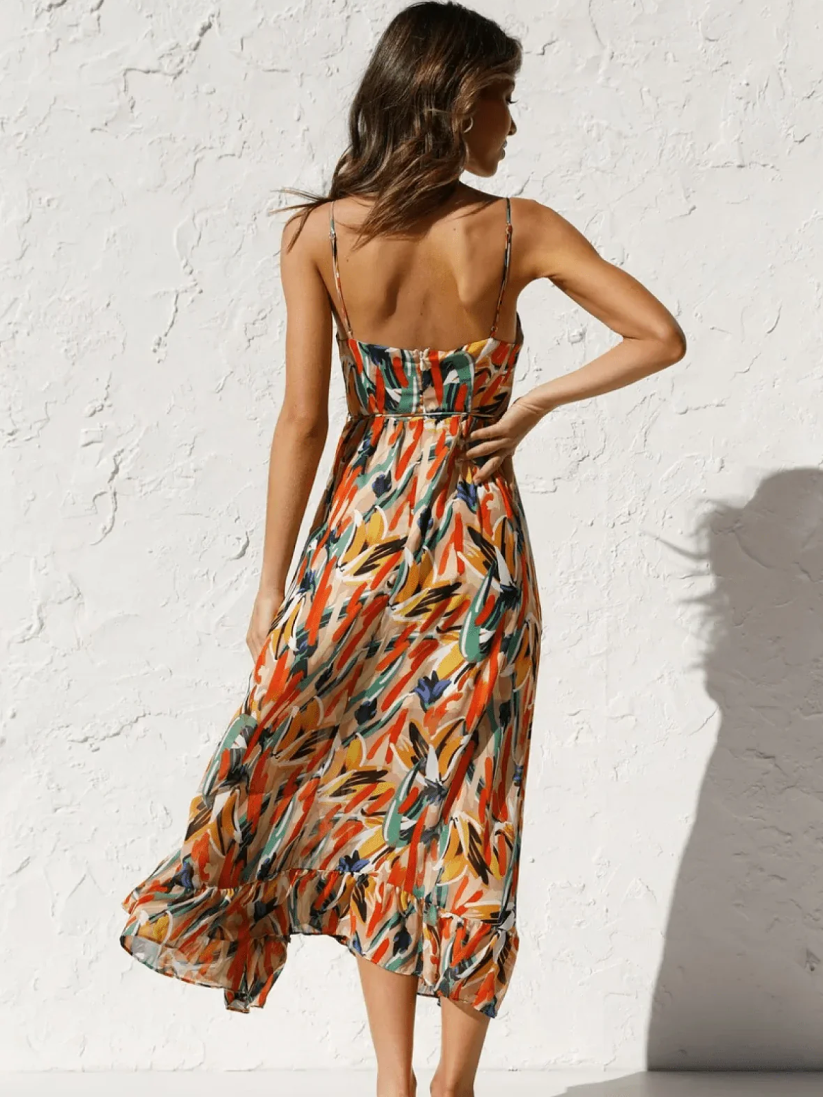 Chiara Painterly Print Midi Dress, view 3