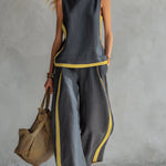 Leila elegant sleeveless trouser set, view 3