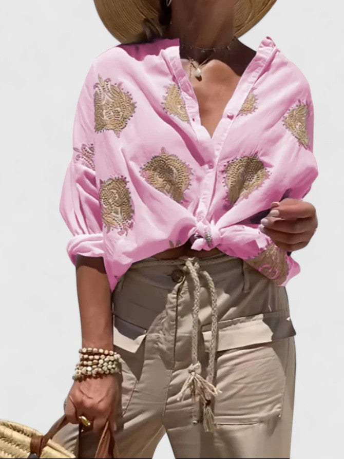 Veronika embroidered blouse in Pink, view 2
