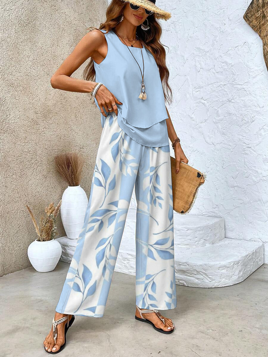 Sofia layered top and wide trousers set, view 8