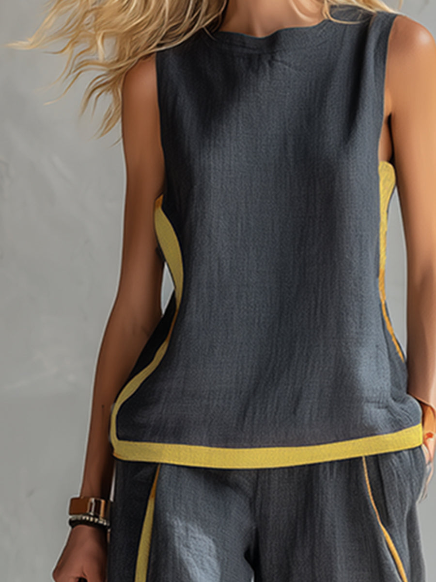 Leila elegant sleeveless trouser set, view 2