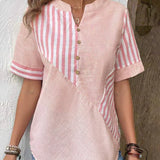 Lila soft striped blouse, view 4