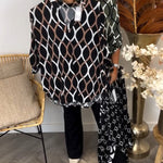 Janny geometric print blouse in Brown, view 7
