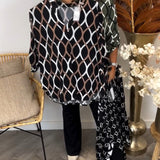 Janny geometric print blouse in Brown, view 7