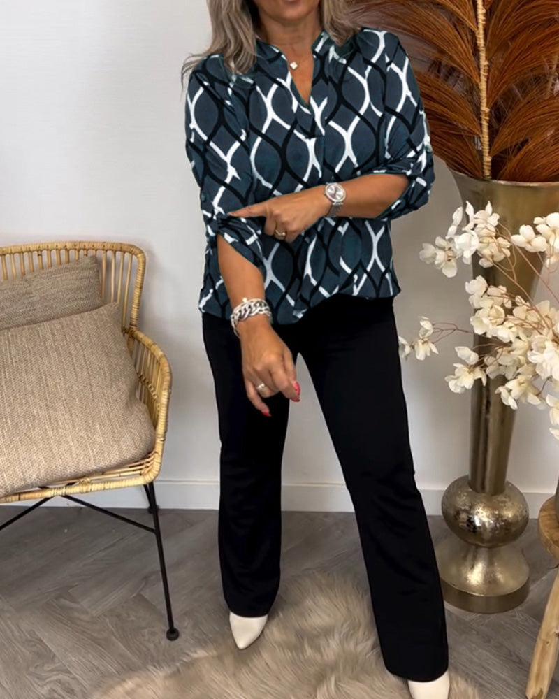 Janny geometric print blouse, view 6