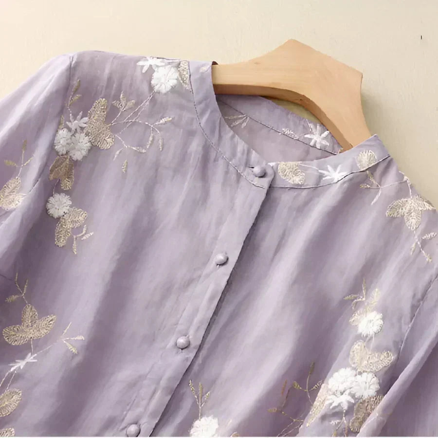 Nicole embroidered cotton blouse, view 8