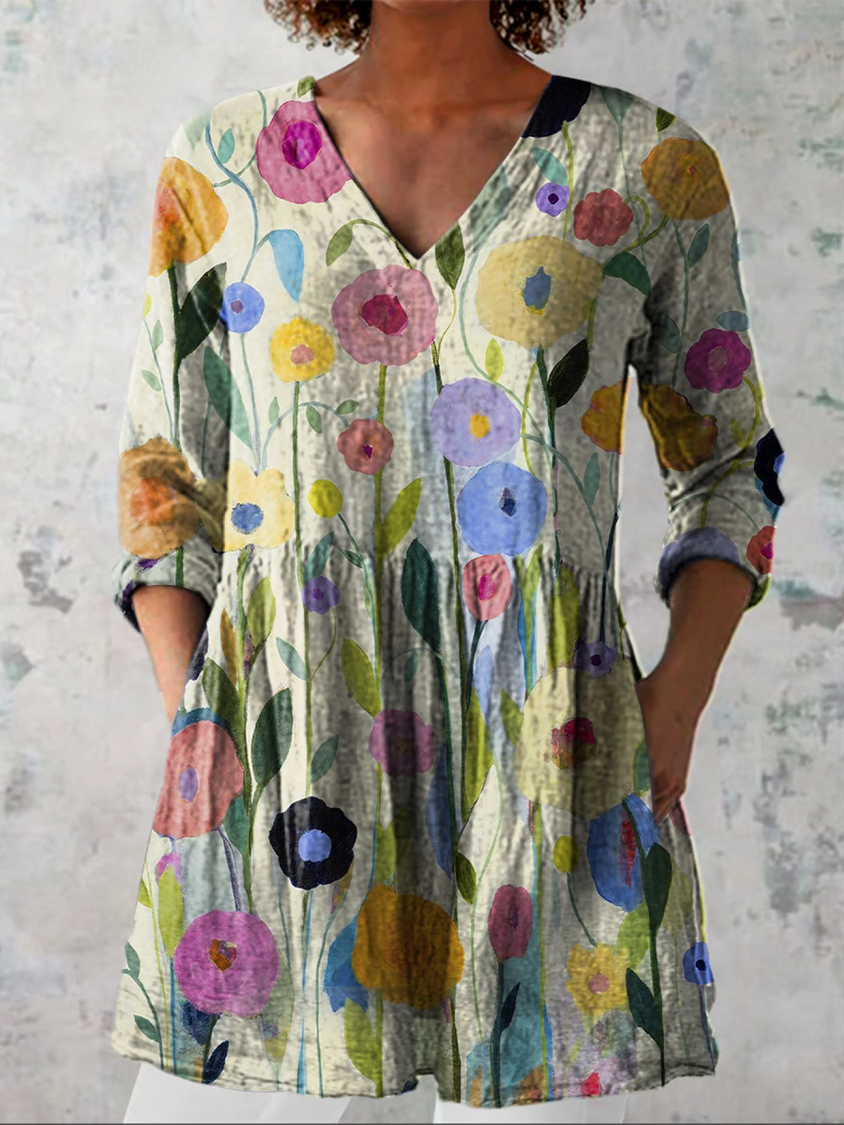 Louise mixed floral blouse in Multicolour, front view