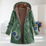 Arianna sage green fleece-lined hooded coat, front view