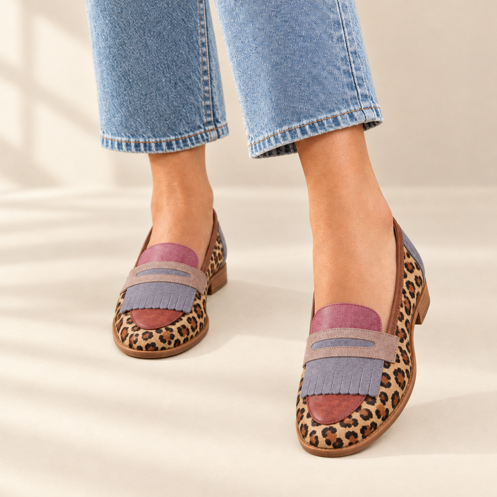 Zelda leopard loafers, view 2