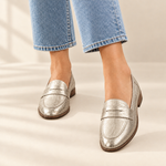 Callistia metallic gold loafers, view 2