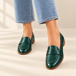 Clarisse teal green loafers, view 2