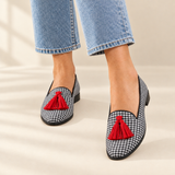 Sasha houndstooth tassel loafers, view 2