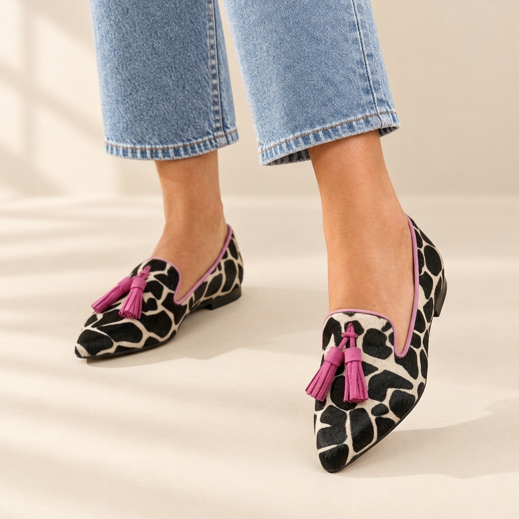 Nala animal print tassel flats, view 2