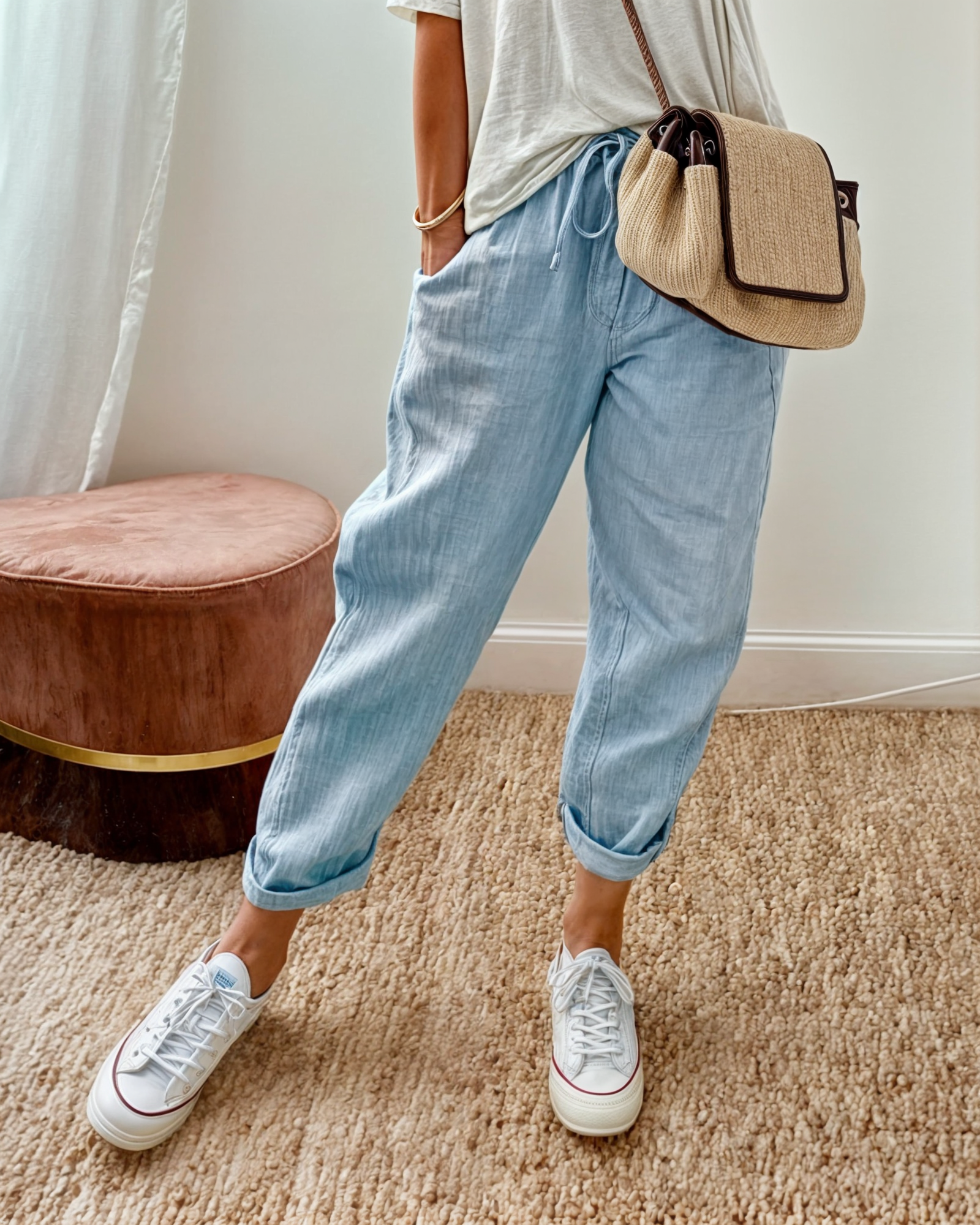 Aria elegant loose-fit trousers in Blue, view 2