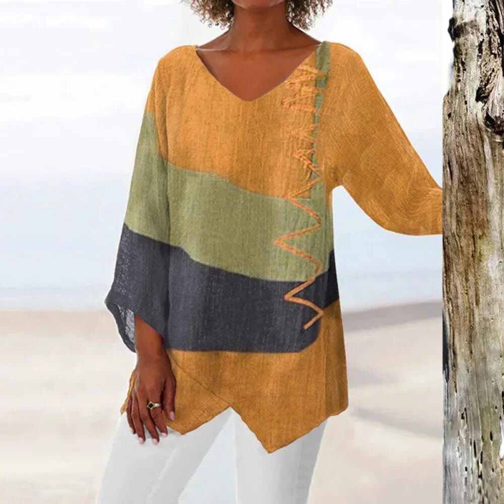 Kathleen colour block blouse in Yellow, view 3