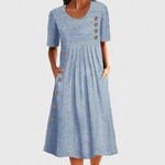 Wanda striped midi dress in Blue, front view