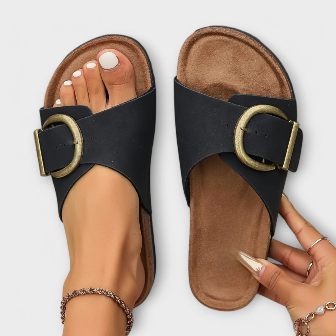 Avelina Double Strap Comfort Sandals in Black, view 4