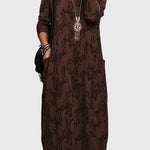 Victoria casual round neck midi dress in Wine Red, view 2