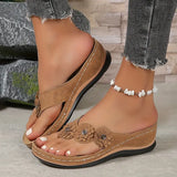 Luna toe-loop comfort sandals in Dark Brown, front view