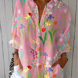 Fiona spring garden floral blouse in Pink, front view