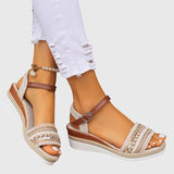Joselyn Beaded Boho Wedge Sandals, view 2
