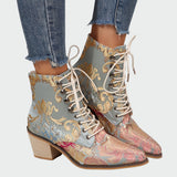 Flora | Embroidered Leather Ankle Boots