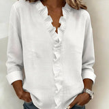 Sadie ruffled blouse in White, view 2