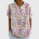 Jenna floral collared blouse in White Floral Print, view 9