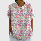 Jenna floral collared blouse in White Floral Print, view 9