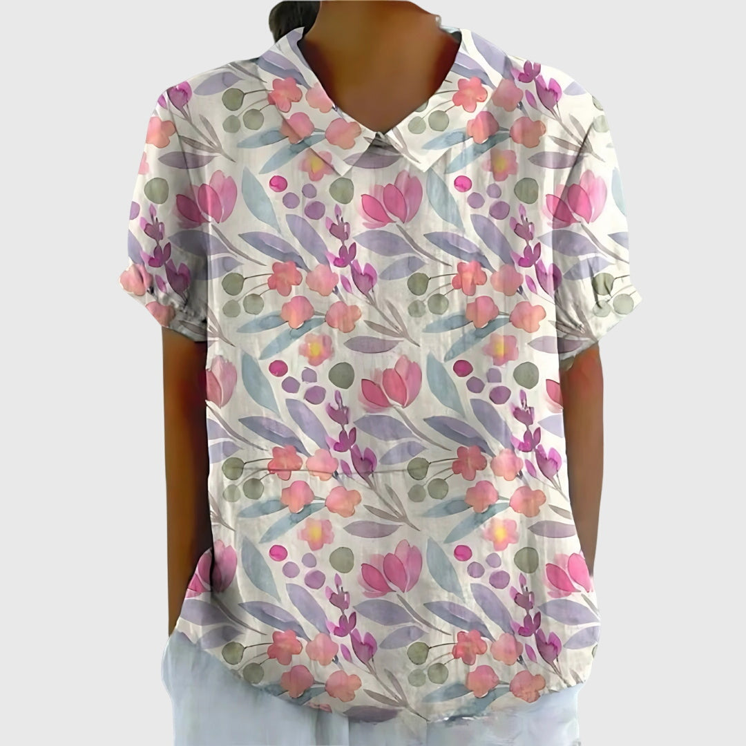 Jenna floral blouse in White Floral Print, view 9