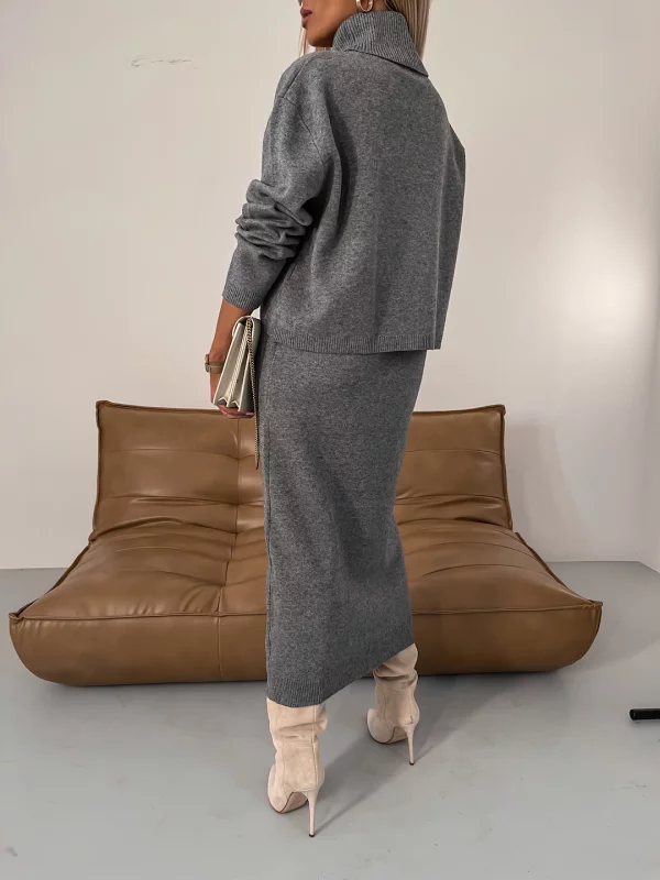 Erin knit midi dress and roll neck jumper set, view 4